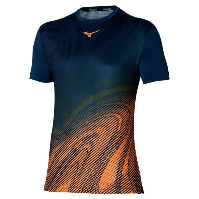 Camisa Mizuno Charge Shadow Estampados Tee Hombre Azules Oscuro - Chile M598OJTINK